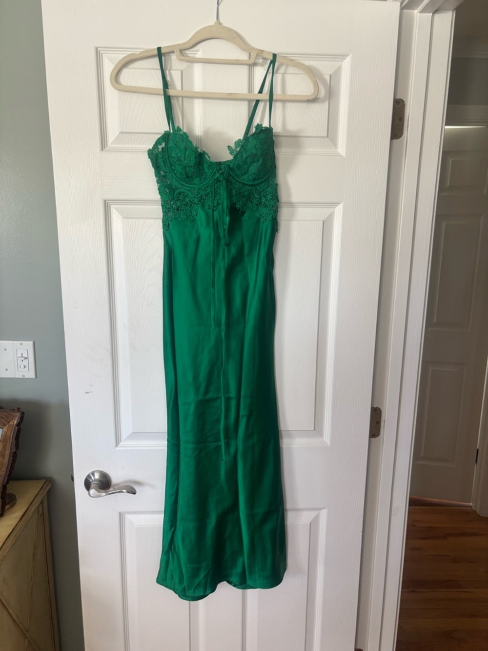 Hello Molly Emerald Green Lace Bust Midi Dress
